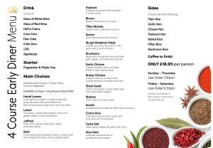 four course early diner menu for only £18.95